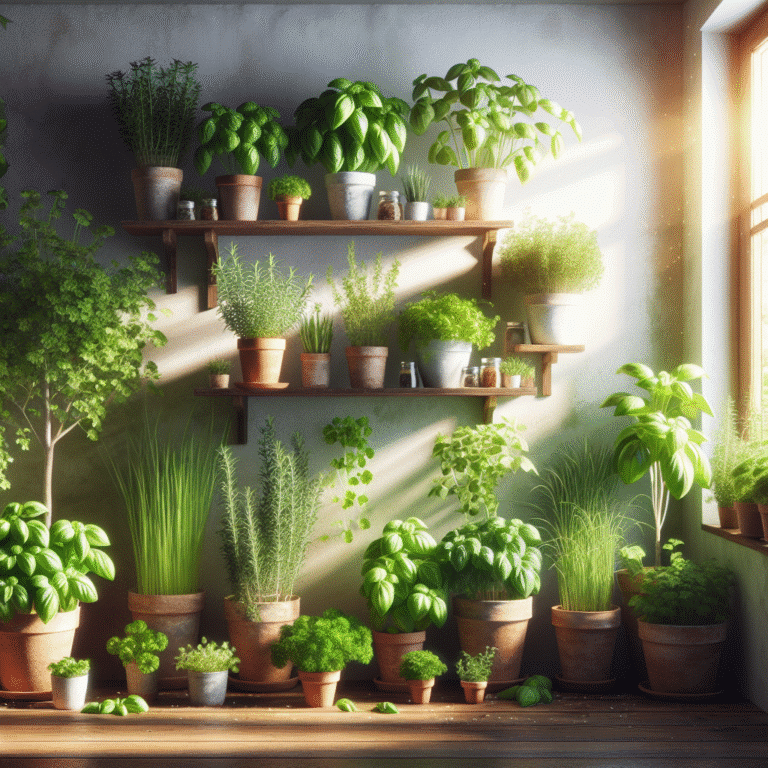 temperos frescos em horta interna